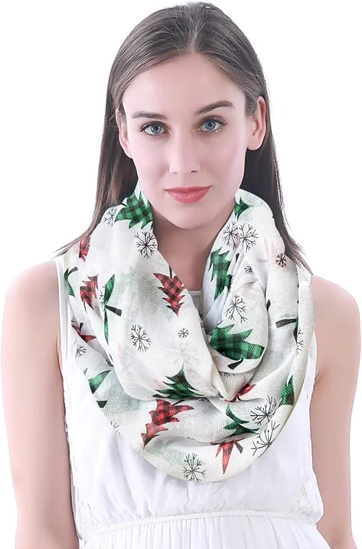 Lina & Lily Bufanda Infinita Snood de Patrones de Navidad — Ropa Navidad