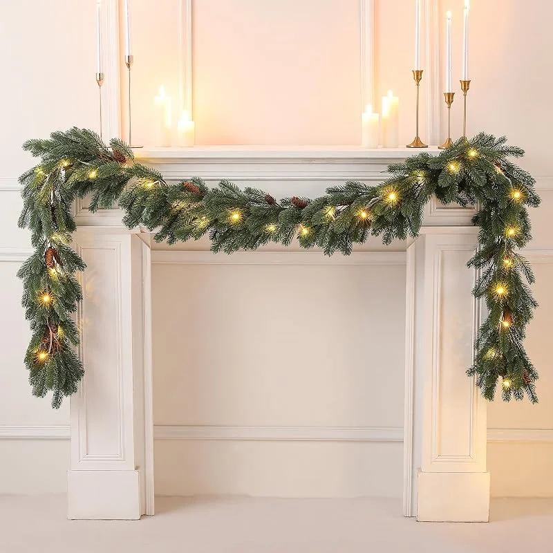 Hobyhoon Guirnalda de abeto artificial de Navidad, guirnaldas de pino de invierno de — Decoracion Navidad