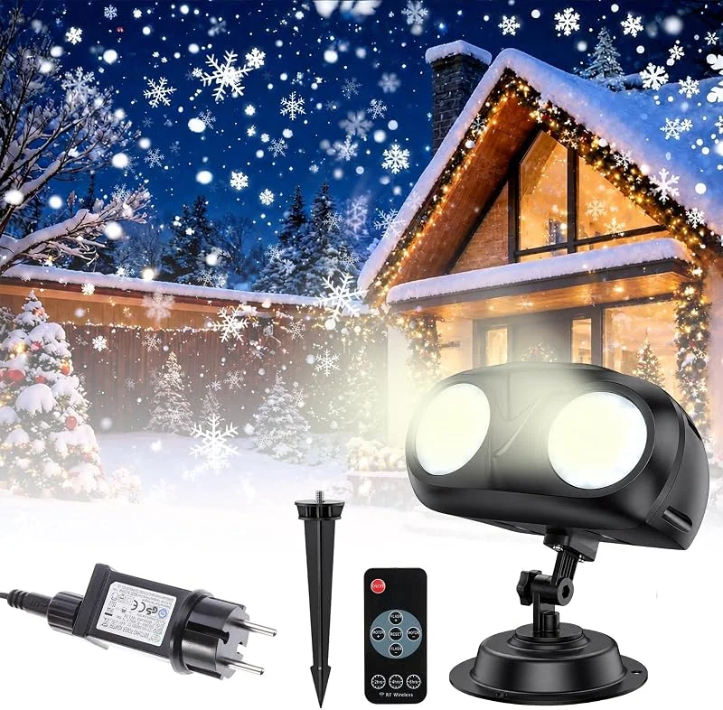 CEWROM Navidad copo de nieve proyector luz efecto 3D lámpara de proyección LED — Luces Navidad