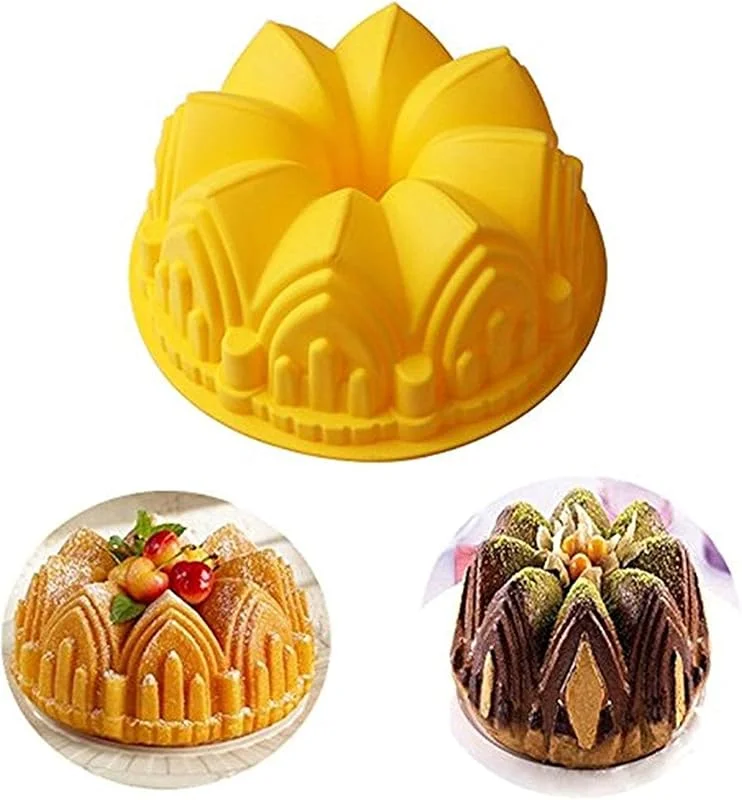 MKNZOME 1 Molde de Silicona para Cake de 22 cm, Molde de Redondo Reutilizable para Tarta, Ideal para Hornear Pasteles, Pan, Muffins, Gelatina y Pudines, con Forma de Corona — Hogar y cocina