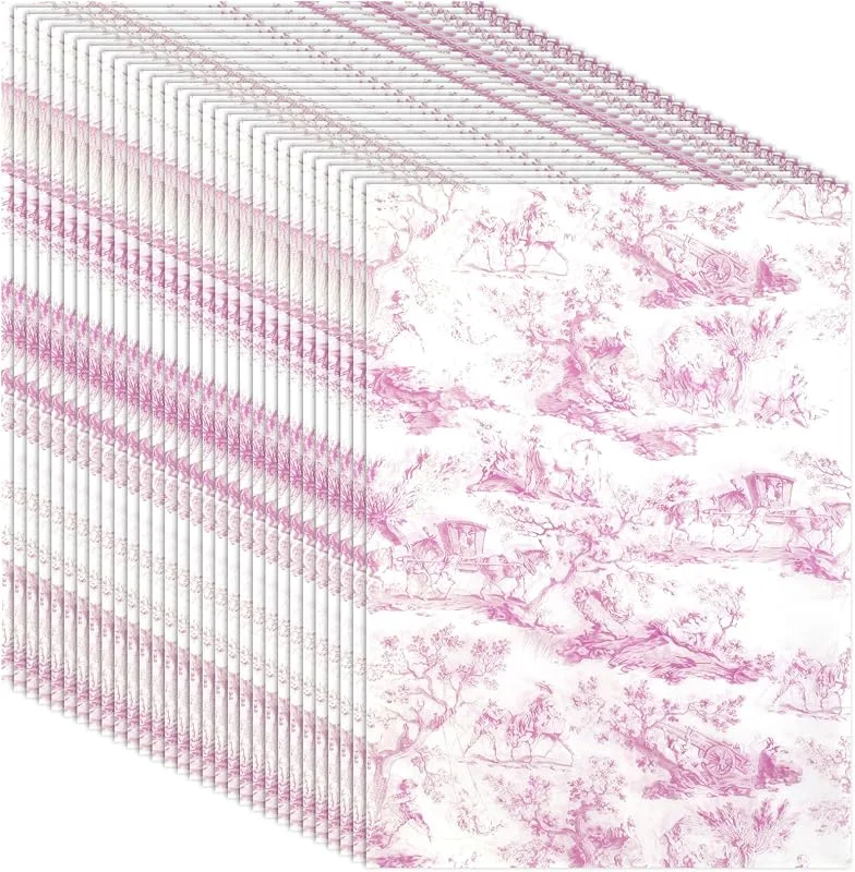 BOXOB 30 Hojas Papel de Seda, 50x35cm Papel de Envolver Papel de Seda Decorativo Papel de Seda Estampado Retro para Bodas Cumpleaños Baby Shower Manualidades (Rosa) — Envoltorio regalo