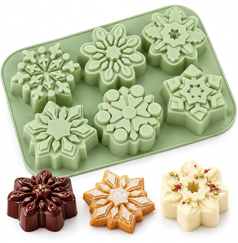 FOKZIL 1 Molde de Silicona Copo de Nieve, Molde para Chocolate, Velas y Jabón, Adecuado para Decoraciones Navideñas, Proyectos DIY e Ideas de Regalos Creativos — Hogar y cocina