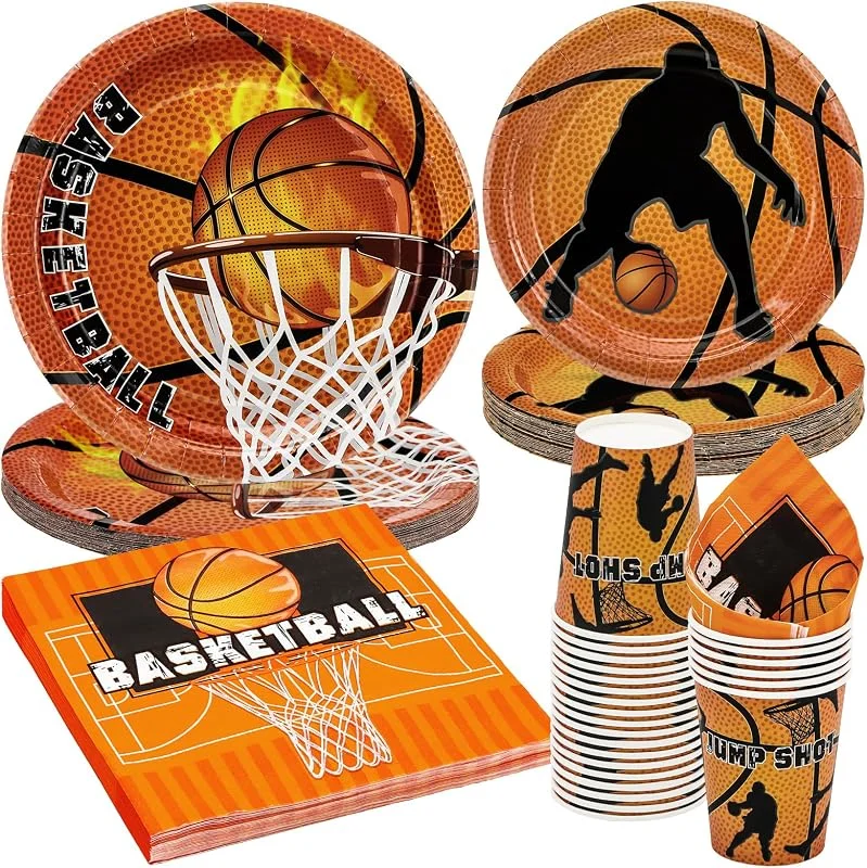 Visita la tienda de PARTY GO 96 piezas NBA Baloncesto Vajilla Accesorios con platos de papel Tazas y servilletas para NBA Sport Temed Cumpleaños Baby Ducha Decoraciones — Adviento y mesa
