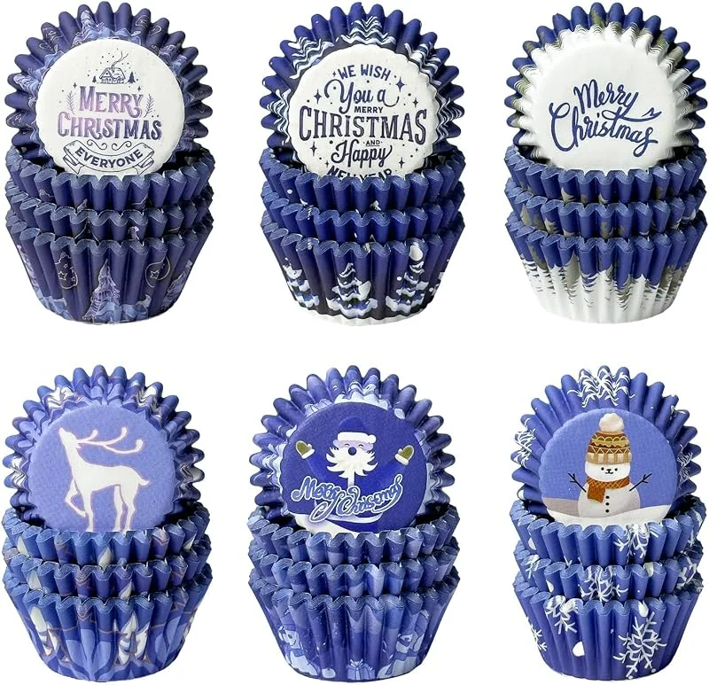 Visita la tienda de Gcardist Gcardist Mini moldes para magdalenas de Navidad, 300 unidades, calidad alimentaria, 6 degradados, diseño navideño, diseño de copo de nieve, papel para magdalenas, moldes para hornear cupcakes (tamaño — Hogar y cocina
