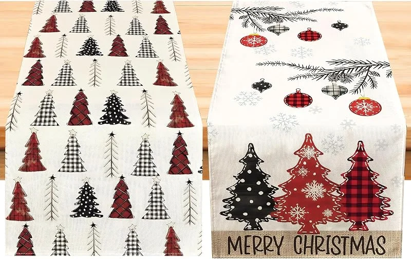 KEORHEZ 2 Piezas Camino De Mesa Navidad Camino De Mesa Navidad Rojo Adecuadas para Navidad Acción De Gracias Fiestas Navideñas Decoraciones De Cocina Y Restaurante Beige 180 cm X 30 cm — Hogar y cocina