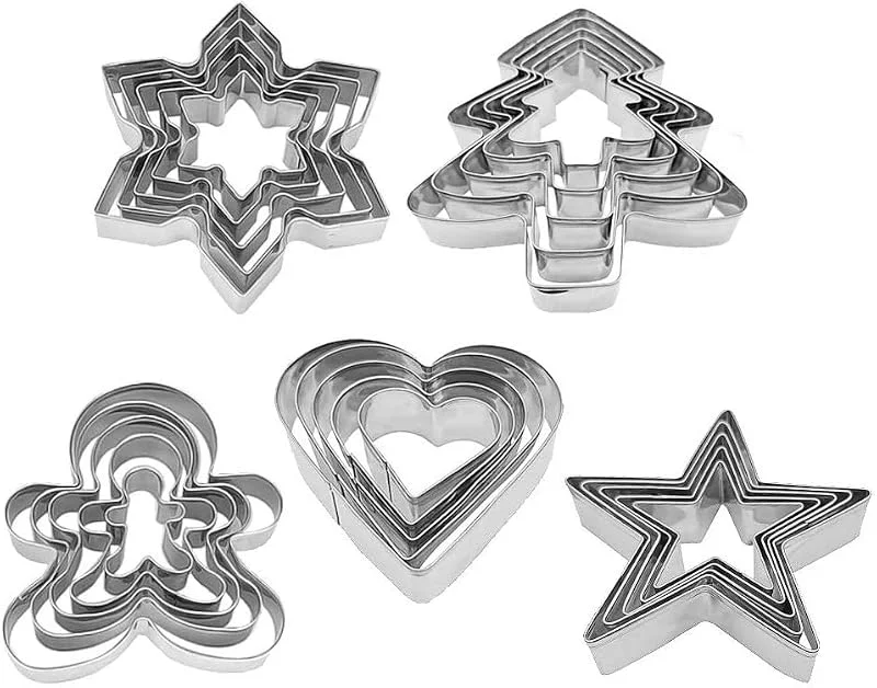 Visita la tienda de O-Kinee Navidad Moldes para Galletas de Acero Inoxidable, Tema de Navidad Moldes para Fondant Chocolate Repostería Xmas — Hogar y cocina