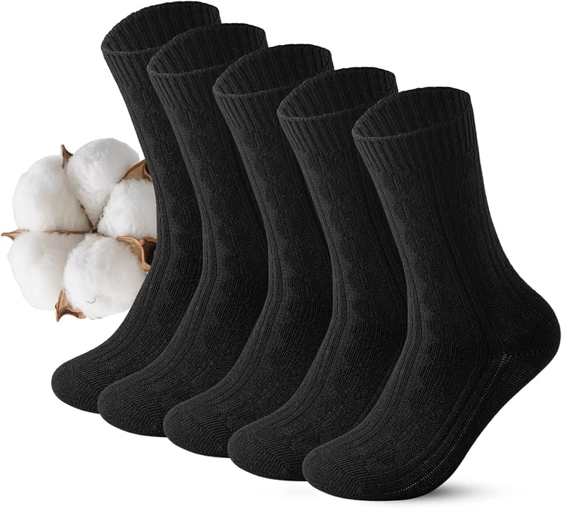 Visita la tienda de Vihir Vihir 5 Pares De Calcetines Negros Gruesos y Cálidos Para Mujeres, De Invierno Tejidos, Transpirables, Cómodos y Largos De Algodón, Térmicos Eu 36-40 — Ropa Navidad