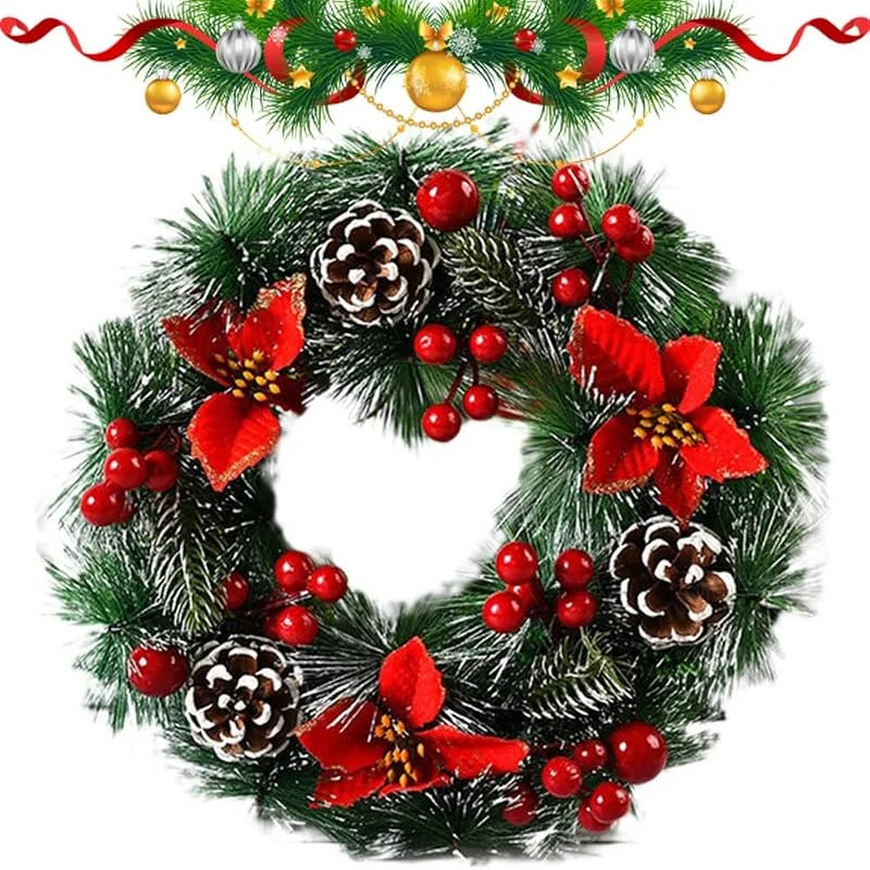 ZDQC Corona de Navidad para Puerta 30 cm, Guirnalda Artificial Navideña (E) — Decoracion Navidad