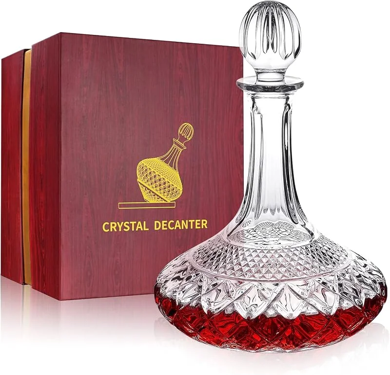 Paysky Botella decantadora de vino de cristal para vino con tapón, botella de jarra de vino tinto superior con caja de lujo. Regalo elegante para hombres y mujeres — Vino y mesa festiva