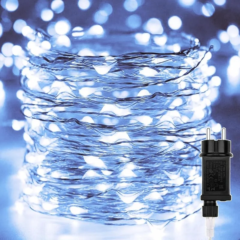 Erwawee Guirnalda luminosas, cadena de luces navidad 30M 300 LEDs navidad Alambre de cobre con 8 Modo de Iluminación, Exterior Impermeable para Decoración Interior e Exterior, Árbol, Bodas, Jardín, Blanco frío