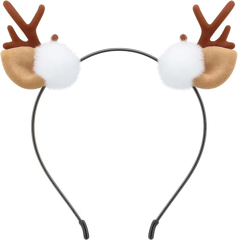 Xanthelle Diadema de reno, Disfraz de ciervo para mujer & Disfraz de reno, Diadema con astas y orejas de animal para Navidad & Halloween Cosplay — Ropa Navidad
