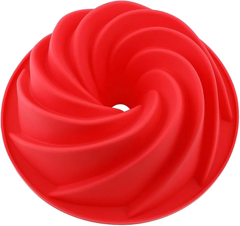 Vicloon Molde Bizcocho Savarín Hondo, 25 x 9 cm Forma de Espiral Moldes de Silicone, Tartas Molde Silicona Antiadherente para Hornear, sin BPA, Tarta, Galletas, Insipido e Inoloro, Rojo — Hogar y cocina