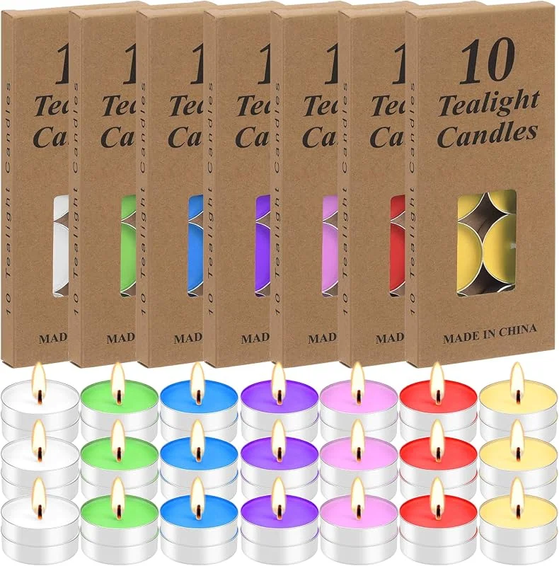 Mardatt 70 velas de té de aluminio, velas de té de larga duración, velas de té sin perfume, mini velas de té para cena romántica, boda, fiesta — Cena a la luz de velas