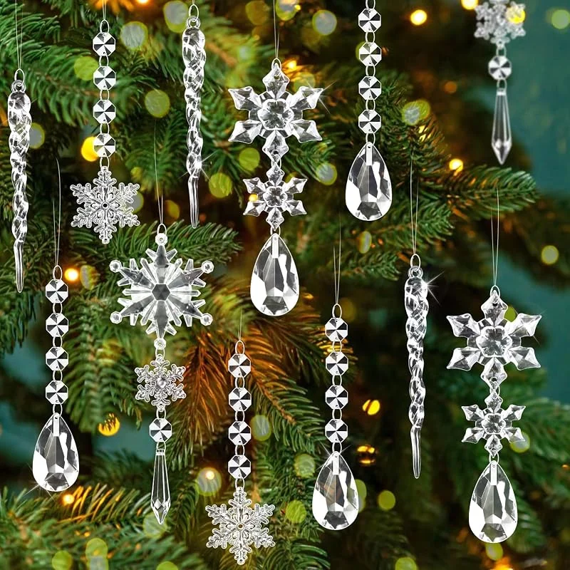 Visita la tienda de Kiiwah Kiiwah 16 Piezas Adornos de Cristal Decoración de Árbol De Navidad, Gotas de Copo de Nieve de Acrílico Adornos Árbol de Navidad, Colgante de Carámbano De para Árbol Navidad Hogar Pard Ventana — Decoracion Navidad