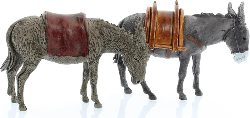 Visita la tienda de Moranduzzo Moranduzzo 2 Burros Surtidos para Belén de 10 Cm Escala 1:20 - Figuras de Belén Indestructibles - Pintura Acabada a Mano, Producto Oficial, Escultor M. Landi — Decoracion Navidad