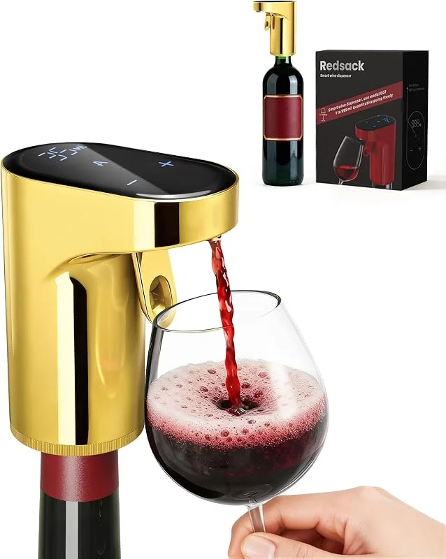 Redsack 5 en 1 Aireador de vino y dispensador de whisky decantador oro, Regalo — Vino y mesa festiva