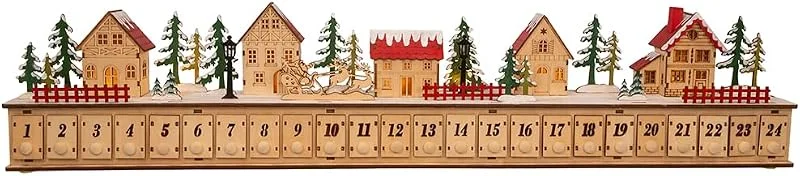 Kurt S. Adler Kurt Adler - Pueblo navideño iluminado de 6.7 pulgadas con calendario de Adviento — Decoracion Navidad