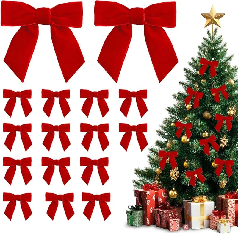 XiXiRan Lazos Rojos Navidad, 30 Piezas Lazos Arbol Navidad, Arcos De Navidad, Decoracion Arbol De Navidad Lazos, Lazo Navidad Decoración, para Corona de Navidad, Boda, Navidad Fiesta (Rojo) — Envoltorio regalo