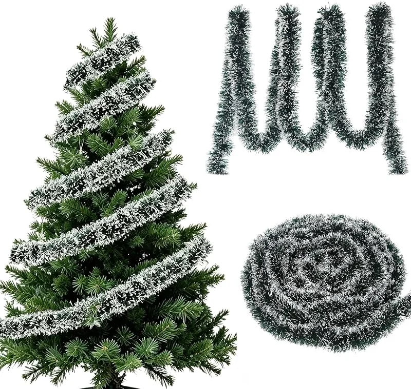 KASESSS 10M Guirnalda Navidad Verde Artificial Guirnalda de Oropel Interior — Decoracion Navidad