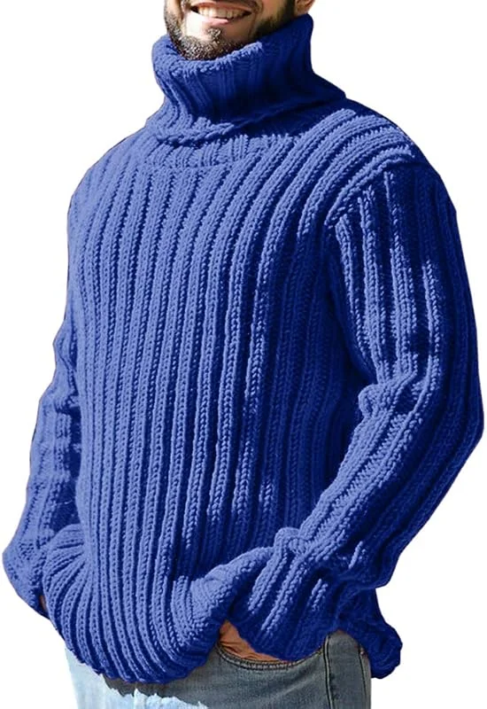Visita la tienda de Runcati Runcati Jersey de cuello alto para hombre, diseño trenzado, otoño e invierno, punto grueso, monocolor — Ropa Navidad