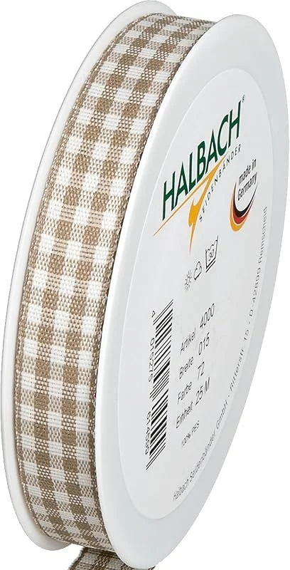 Halbach Seidenbänder Vichy - Cinta de regalo (lino), 15 mm de ancho, 25 m de longitud, fabricada en Alemania, a cuadros en muchos colores — Envoltorio regalo
