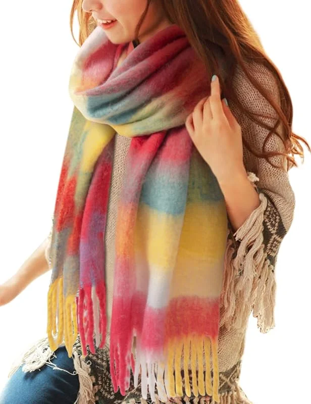Visita la tienda de CMTOP CMTOP Bufanda Mujer Invierno Caliente Mantas Cozy Chal a cuadros de colores Grande Larga Tartán Enrejado — Ropa Navidad