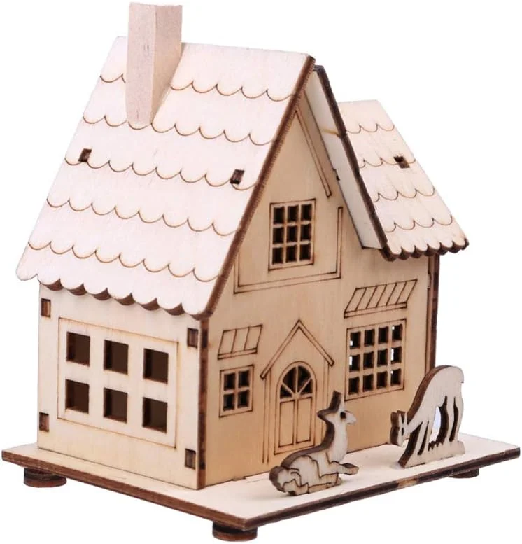 TOYANDONA - Casa de Navidad LED iluminada con pueblo de invierno, de madera, casa de Navidad, ciudad, con iluminación — Decoracion Navidad