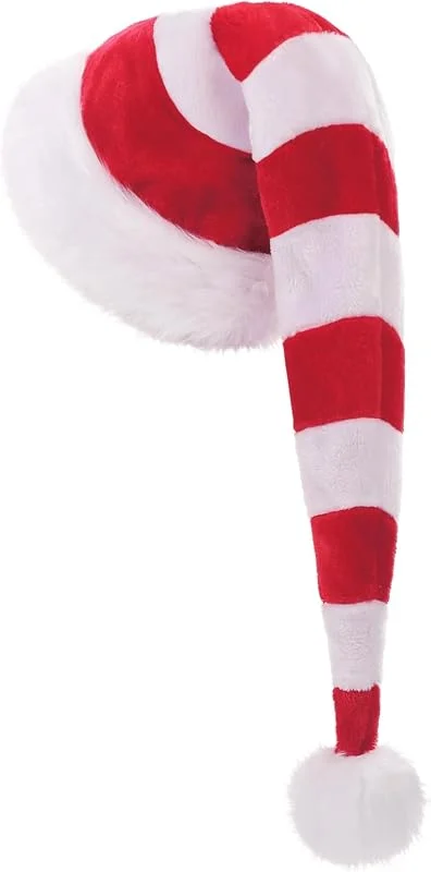 Visita la tienda de CITÉTOILE CITÉTOILE Gorro de Navidad extendido para Adultos con Rayas, Gorro de Papá Noel de Invierno Grueso, Papá Noel Unisex con ala de Felpa, Gorro de Papá Noel para Fiesta de Navidad — Ropa Navidad
