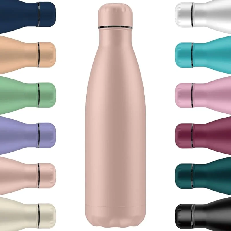 Visita la tienda de Mi Ko Mi Ka Mi Ko Mi Ka Botella de Agua Térmica de Acero Inoxidable Reutilizable, Sin BPA, Mantiene 24H Frio, 12H Calor, Hermética - Doble Pared a Prueba de Fugas (Salmón, 500ml) — Vino y mesa festiva