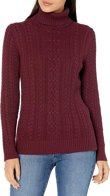 Visita la tienda de Amazon Essentials Amazon Essentials Mujer Jersey de Cuello Vuelto y Punto Cable de Tipo Pescador (Disponible en Tallas Grandes) — Ropa Navidad