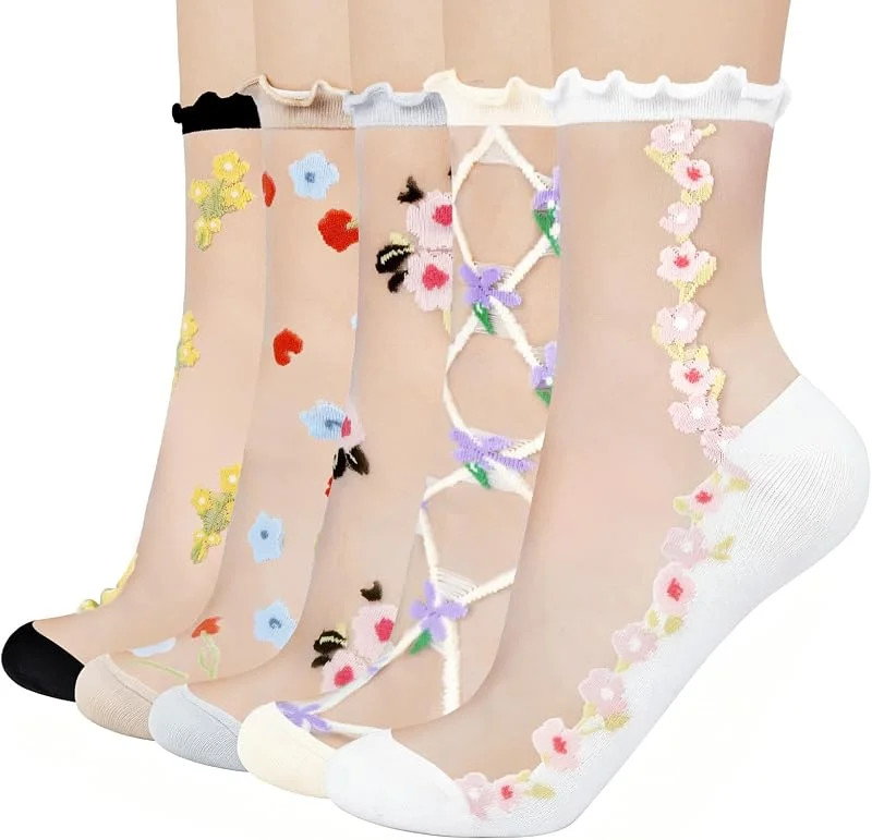 Visita la tienda de Queenshin Calcetines Algodón de Encaje Con Volantes Mujer Malla Finos de Verano — Decoracion Navidad