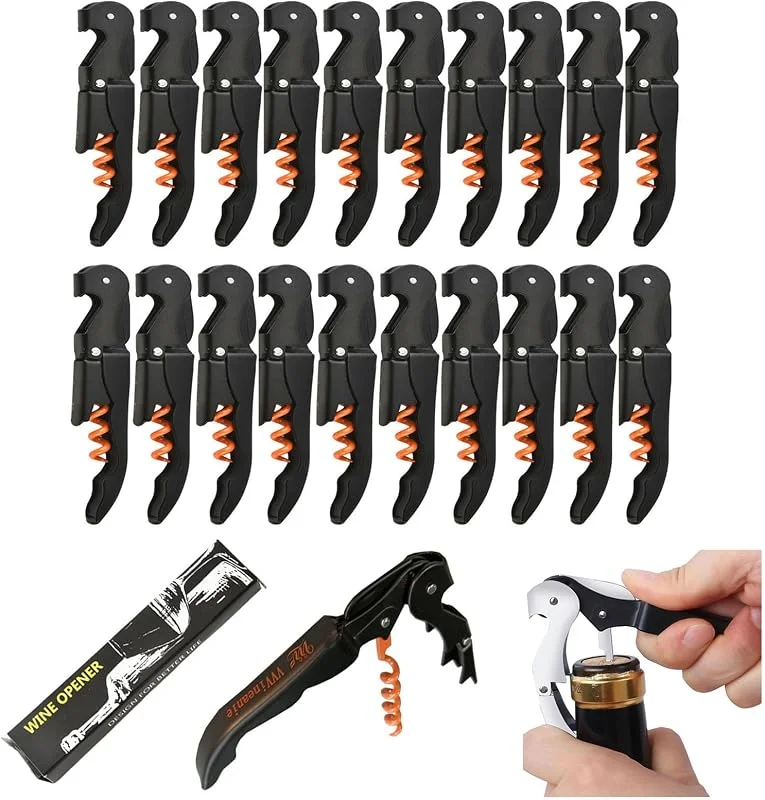VVVineanie Abridor de Botellas de Vino, 70G Engrosado Acero Inoxidable Doble Bisagras Llave con Lámina Cutte Para Camareros de Restaurante, Camarero Profesional Sacacorches Vino Abredores Conjunto (20PC, Naranja) — Vino y mesa festiva