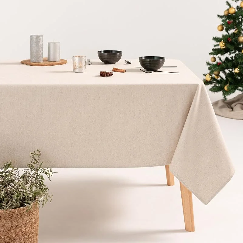 Visita la tienda de GAMUSI GAMUSI Mantel Navidad Rayas Plata Lino Estampado Rectangular Tela algodón 140x200 cm — Hogar y cocina