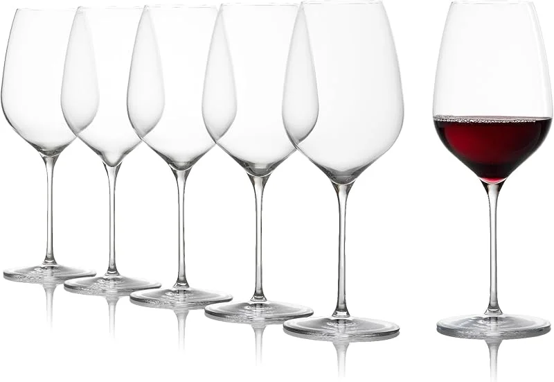Stölzle Lausitz Juego de 6 copas de vino tinto modernas, elegantes y ligeras — Vino y mesa festiva
