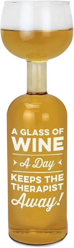 BigMouth Inc Botella de vino con texto en inglés A Glass of Wine a Day Keeps The Therapist Away, capacidad para 75 cl — Vino y mesa festiva