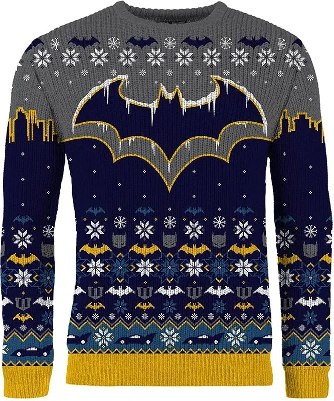 Merchoid Batman Jersey de Navidad para hombres o mujeres – Suéter feo regalo — Ropa Navidad