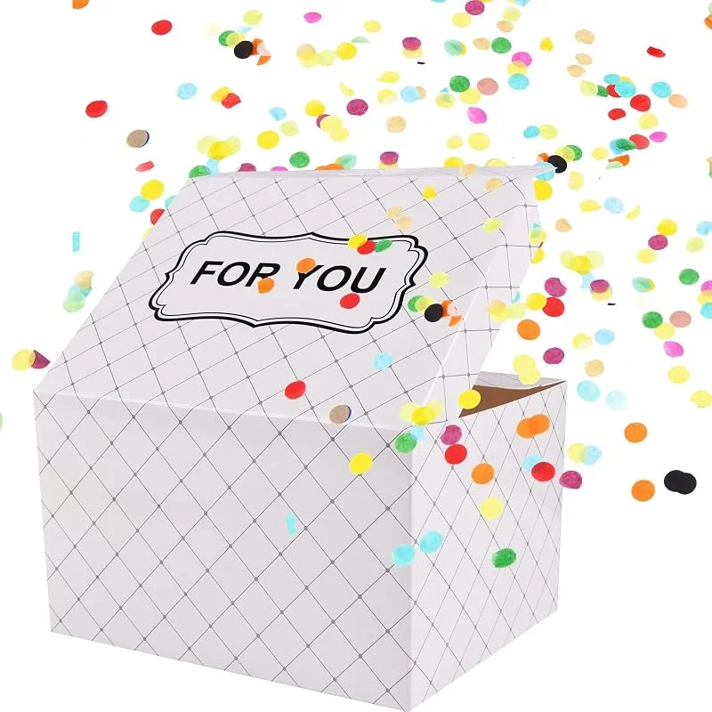 OFFCUP Caja de Regalo Sorpresa, Surprise Box Gift Box Creativo DIY Hecho, Caja de ExplosióN Emergente, Adecuado para Cumpleaños, Día de San Valentín, Aniversarios, Navidad, Acción de Gracias-Blanco — Envoltorio regalo