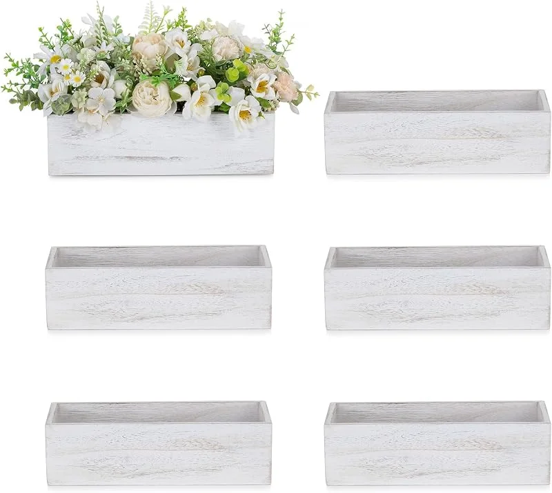 Visita la tienda de Nuptio NUPTIO Centros de mesa de madera, rectangulares, 30 cm de largo, encalados, 6 unidades — Hogar y cocina
