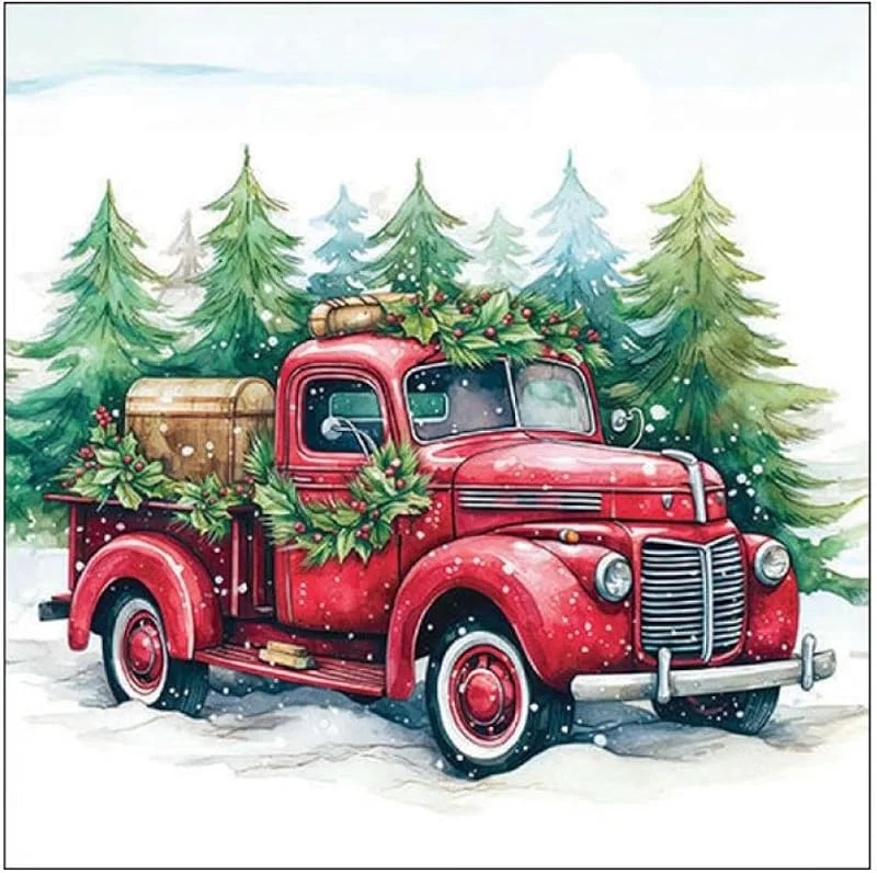 Ambiente 20 Servilletas de Navidad Con Diseño de Coche en el Bosque de Invierno - Decoración de Mesa, Papel Con Diseño, También para Decoupage (33 x 33 cm) — Adviento y mesa