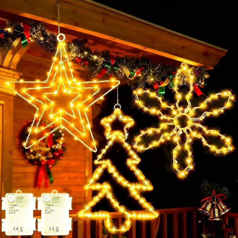 Visita la tienda de Cozymeow Grande de Metal Luces Navidad Ventana Colgando Luz Navideñas Exterior — Decoracion Navidad