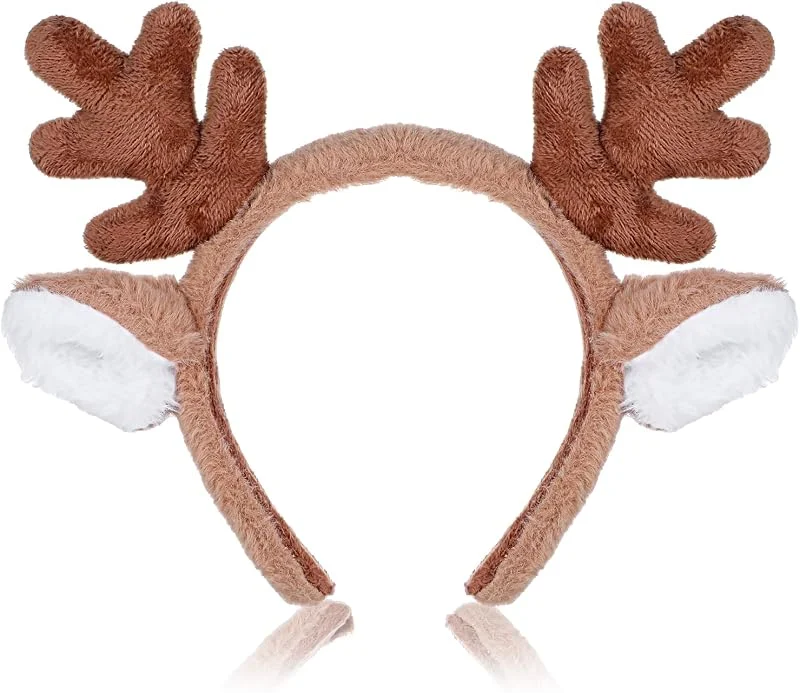 WLLHYF Diadema de cuernos de reno para mujer, niños, reindeer, orejas, diadema, accesorio para el pelo, Halloween, carnaval, fiesta, cosplay — Ropa Navidad