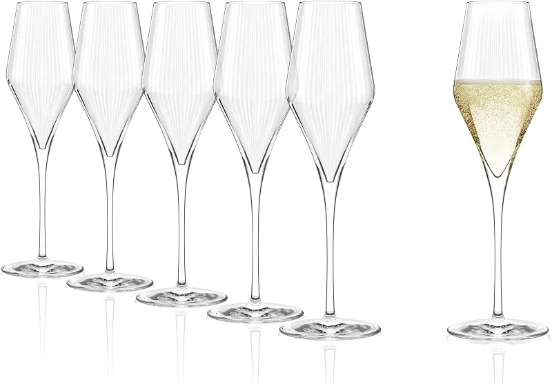 Stölzle Lausitz Symphony Copas de Champán Set de 6, 290 ml – Elegantes Copas para Vino Espumoso & Prosecco – Cristal Sin Plomo, Apto para Lavavajillas & Resistente a Golpes, Fabricado en Alemania — Vino y mesa festiva