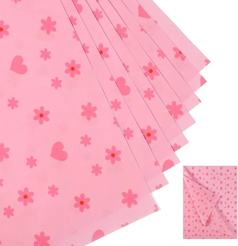 XIHIRCD 30 Hojas Papel de Seda con Forma de Flor de Corazón, 50x35cm Papel Embalaje Papel para Envolver Papel de Regalo Estampado para Embalaje Manualidades para Navidad Fiestas Cumpleaños (Rosa) — Envoltorio regalo