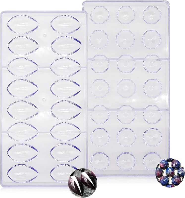 RoadLoo Molde para Bombones, RoadLoo 2 PiezasTransparente Molde de Chocolate Tridimensional Molde Transparente de Plástico Molde Chocolate de Policarbonato para DIY Jalea Dulce Bandeja Herramienta — Hogar y cocina
