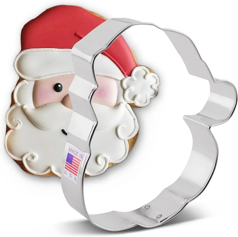 Visita la tienda de Ann Clark Cookie Cutters Ann Clark Cookie Cutters Cortador de galletas cara de Papá Noel - 10, 8 cm - Acero fabricado en EE. UU. — Hogar y cocina