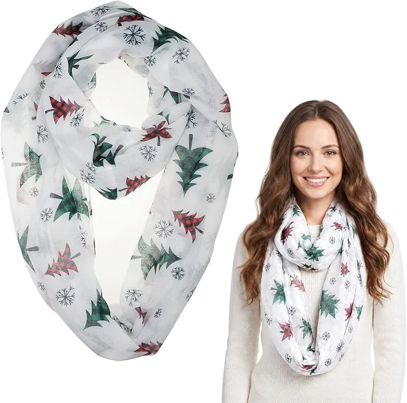 YUNHENTONG Bufanda Navideña, Navideñas Estampados Navideños Bufanda Infinita — Ropa Navidad