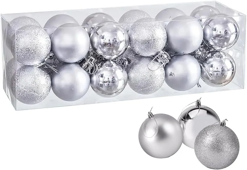 Visita la tienda de Xcdhemde 24 Bolas de Navidad 4cm Bolas Navideñas de Plástico - Plata — Decoracion Navidad