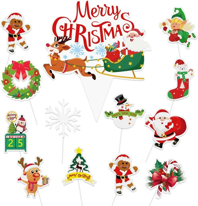 DPKOW 37pcs Navidad Tartas Decoración Adornos, Cupcake Toppers para Tartas, Navidad Mesa Pastel Decoración — Hogar y cocina