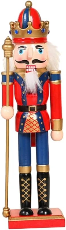 Hbbgdiy Decoración navideña de Cascanueces Pintada de Madera de 11, 8 Pulgadas con cetro, Figura Detallada de Cascanueces para decoración de Mesa, Adorno Festivo, cetro — Decoracion Navidad