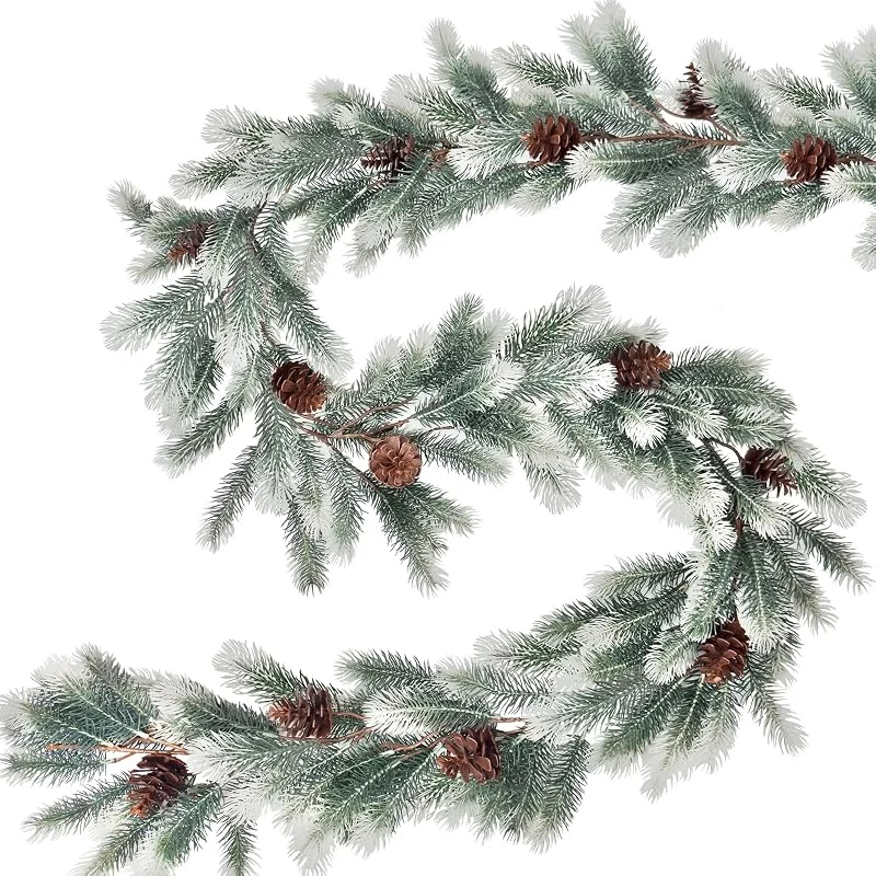 ROLLWAY Guirnalda artificial de abeto artificial de 1, 9 m, guirnalda de abeto artificial moldeada por inyección con nieve, guirnalda de abeto artificial, guirnalda de Navidad, guirnalda de Navidad — Decoracion Navidad
